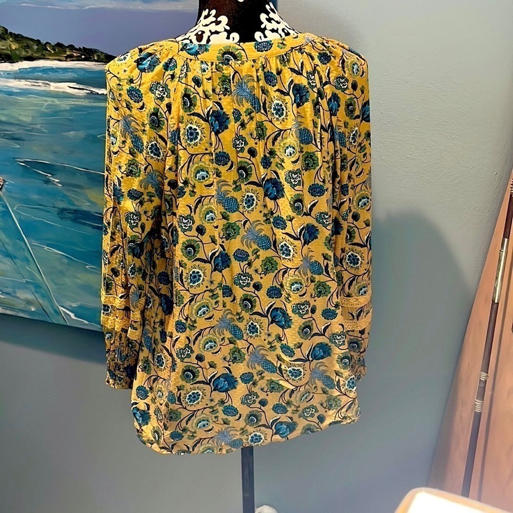 ⭐️Anthro’s Jane & Delancey, Yellow Pineapple Floral Top,Super Soft, Pull-Over, M - Picture 10 of 13
